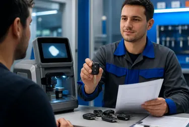 Chaveiro confeccionando uma chave codificada em Sobral.