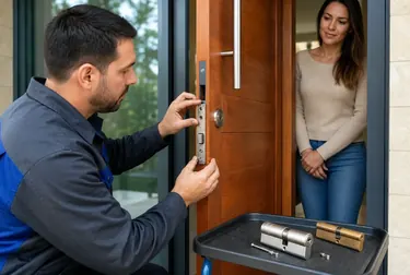 Chaveiro substituindo uma fechadura em uma porta em Sobral.